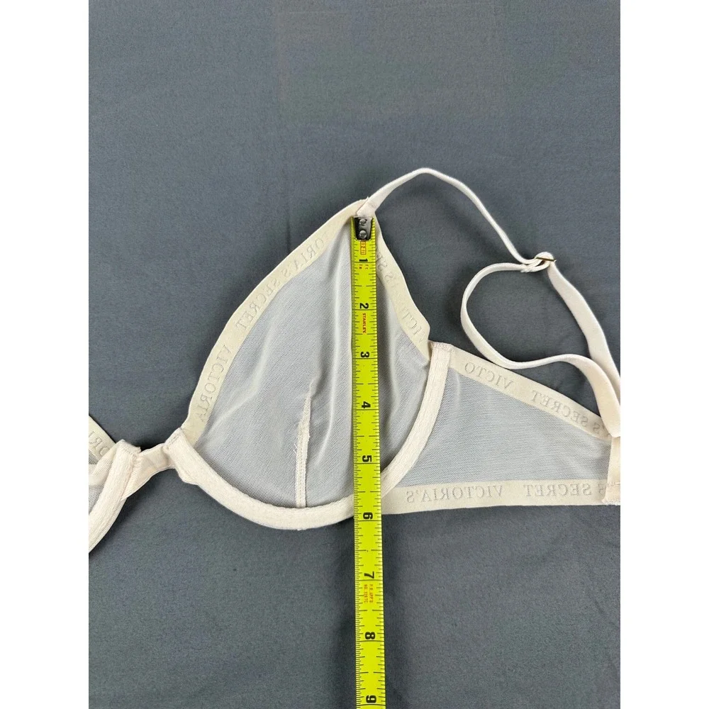 Victoria's Secret Sheer Mesh Unlined‎ Demi Balconette Bra Beige 32C
